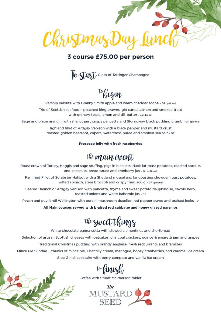 menu The Mustard Seed