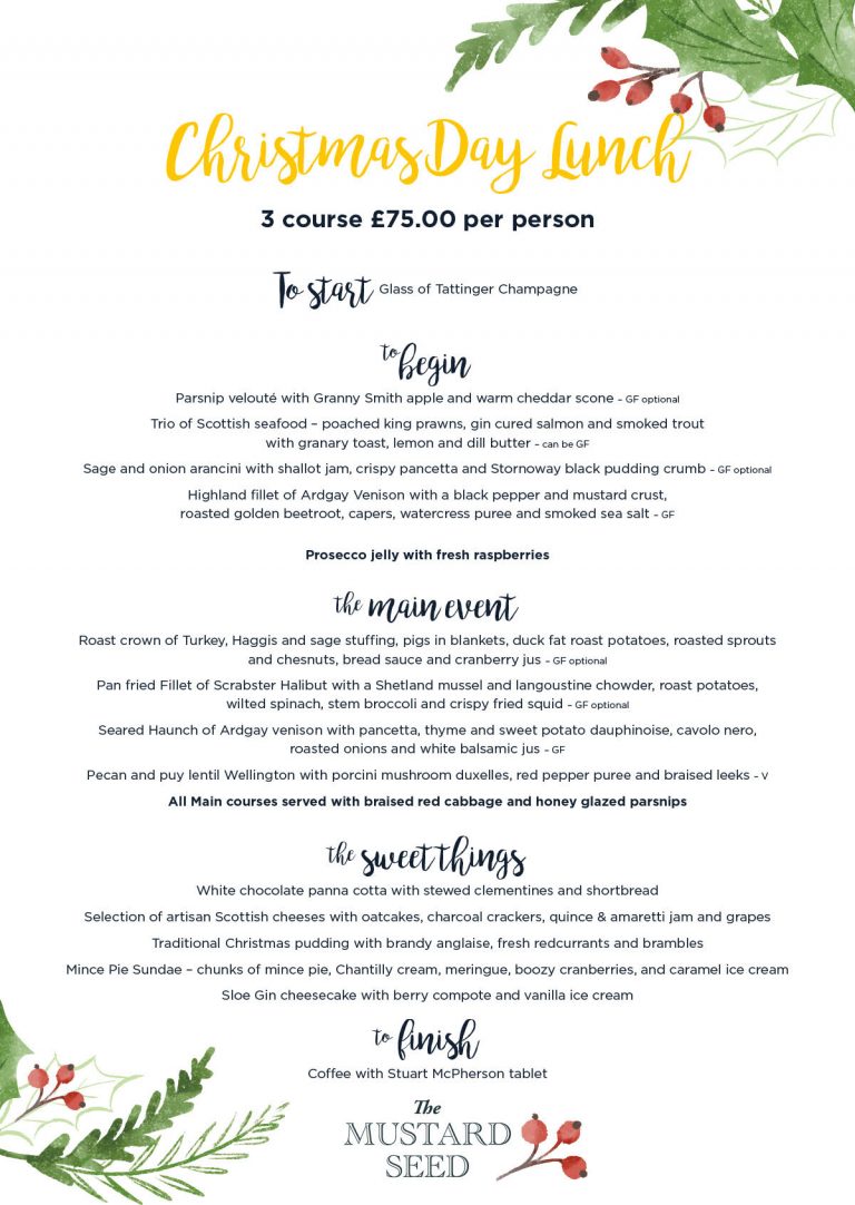 menu The Mustard Seed